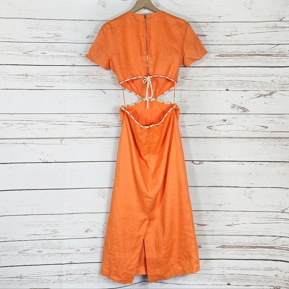 Staud | Matteo Orange Cutout Midi Dress NWT - Picture 7 of 10